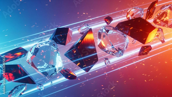 Fototapeta abstract physical background with 3d shapes