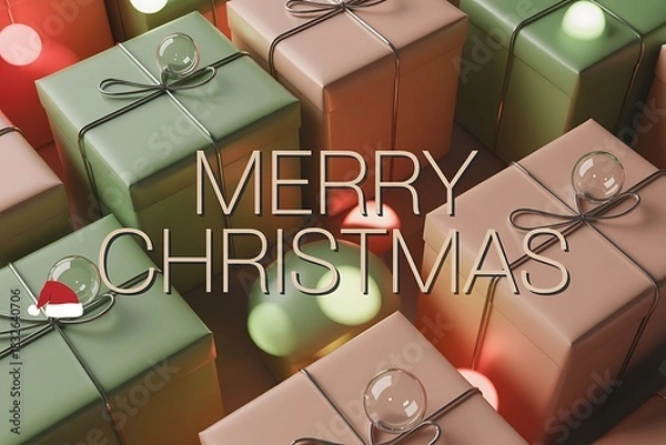 Fototapeta Elegant Christmas presents with a modern aesthetic create a festive and stylish holiday vibe for seasonal promotions and joyful celebration campaigns