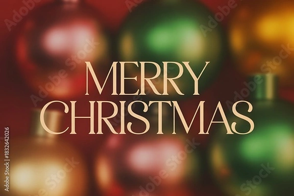Fototapeta Send warm winter wishes with this festive Merry Christmas background showing vibrant holiday ornaments creating a joyful, celebratory mood for greetings and promotions