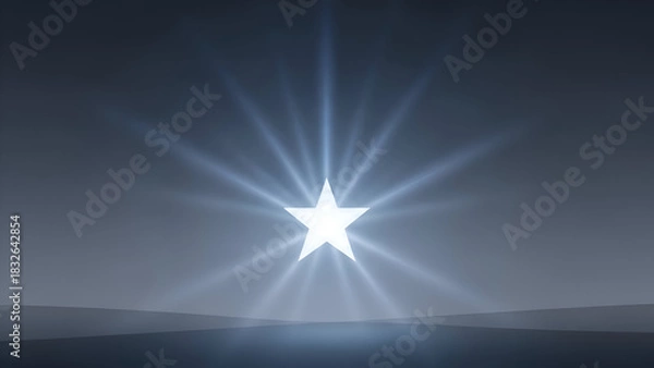 Fototapeta Glowing star emitting bright light in dark, hazy atmosphere creating ethereal and mysterious mood. showing amazing visual quality and appeal.