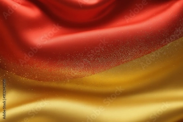 Fototapeta Stunning red and gold fabric blend with glitter dust for captivating holiday themed designs and luxury branding elements adding a touch of elegance and glamour