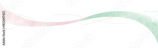 Obraz 波や風を想起させるライン水彩素材パステルなピンクと黄緑