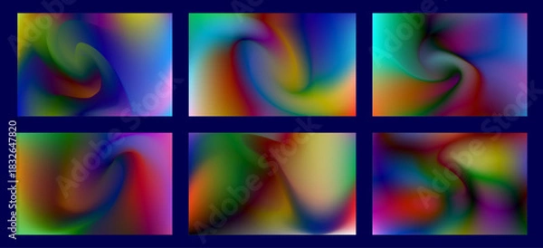 Obraz Vibrant abstract gradient backgrounds with flowing colorful smooth textures in a grid layout