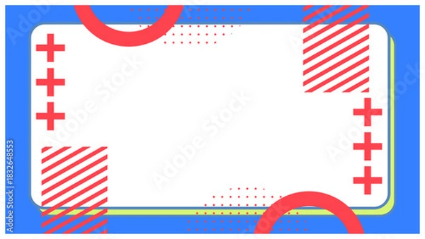 Obraz ポップで可愛いメンフィス背景フレーム 青 赤