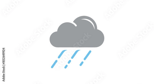 Fototapeta Minimalist Illustration of Overcast Sky with Rain Falling in Cool Gray Tones