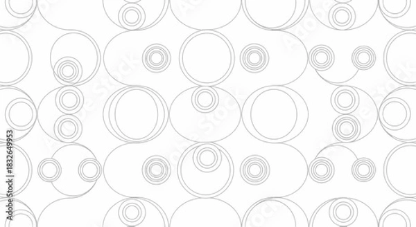 Fototapeta Minimalist Abstract Pattern of Repeating Circles and Concentric Designs in Light Gray