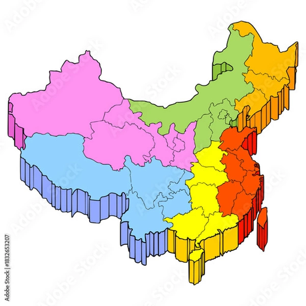 Obraz China map illustration hand drawn isolated vector