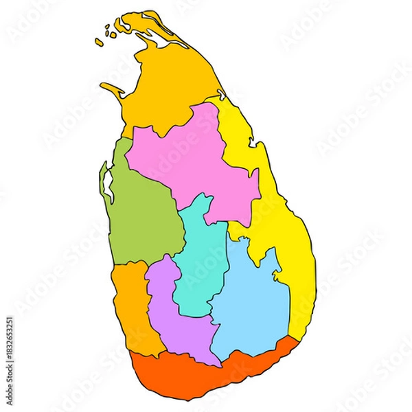 Fototapeta Sri Lanka map illustration hand drawn isolated vector