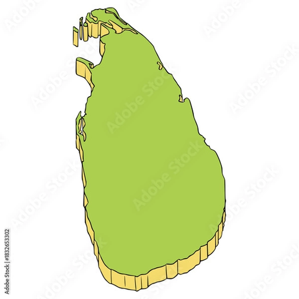 Fototapeta Sri Lanka map illustration hand drawn isolated vector