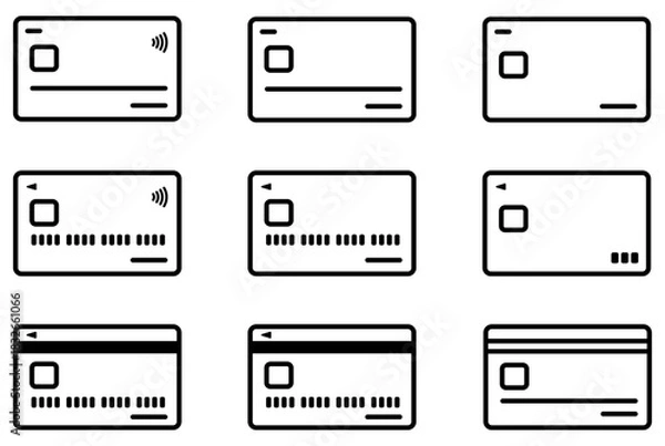 Obraz カード,クレジットカードの編集可能な線画アイコン