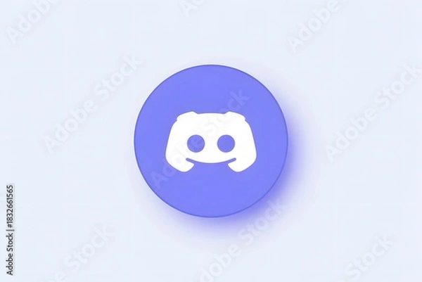 Fototapeta White Discord logo on purple circle with soft shadow