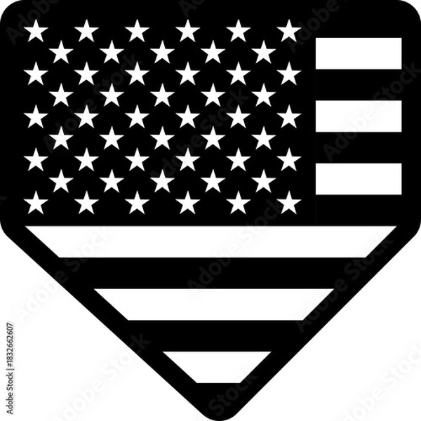 Fototapeta Baseball team, home plate, outline, baseball field, graphic design, files, cutting, laser engraving, vector, american flag, USA,