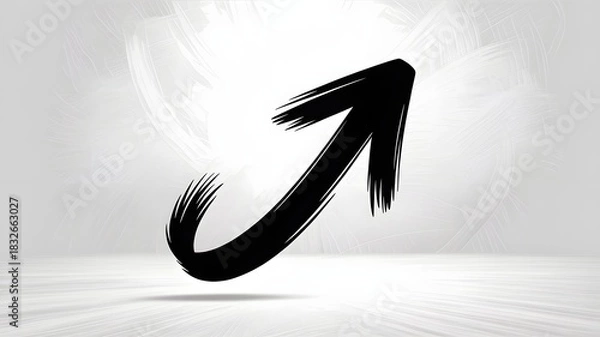Fototapeta Black brush stroke arrow pointing upwards image