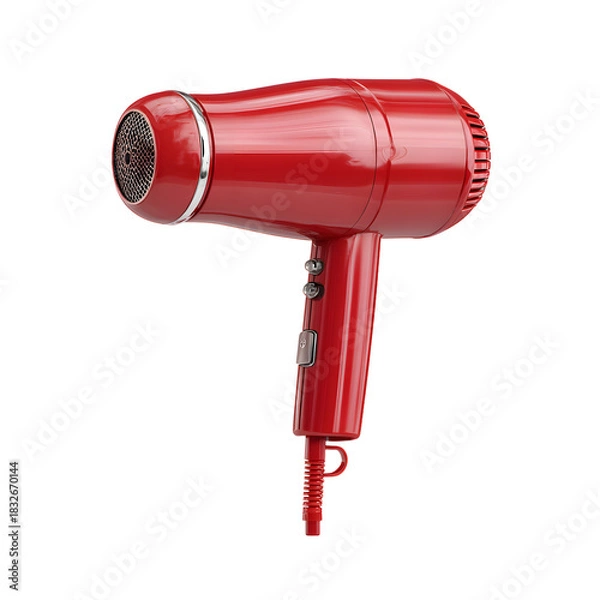 Obraz Professional Red Hair Dryer Tool Isolated on White Background