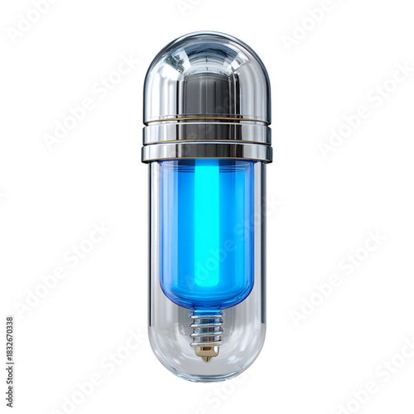 Obraz Glowing Energy Capsule with Blue Liquid Inside for Creative Designs