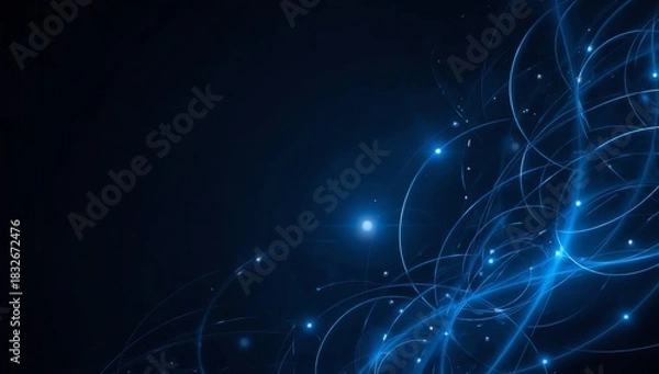 Fototapeta Abstract glowing geometric lines on dark background