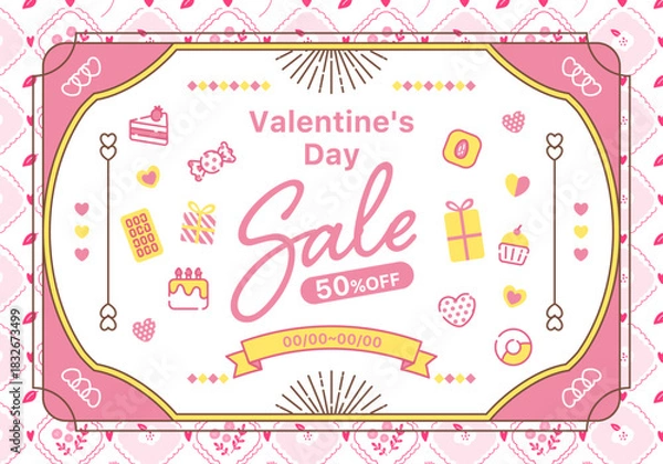 Obraz かわいいバレンタインのイラスト背景素材