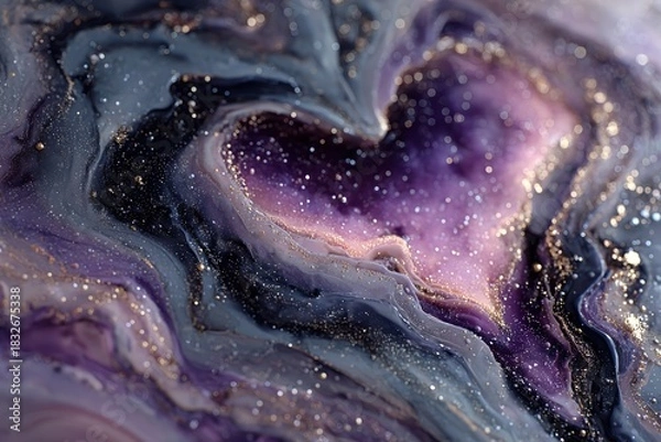 Fototapeta Celestial Heart Abstract: An artistic close-up reveals a stunning heart-shaped nebula swirling with celestial hues, evoking a sense of cosmic beauty and dreamy emotion.