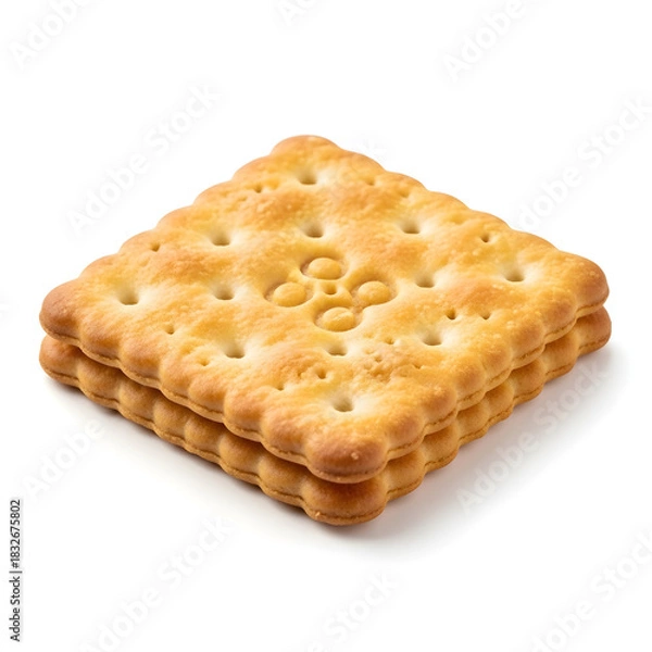 Obraz Stack of Golden Square Biscuits with Perforations