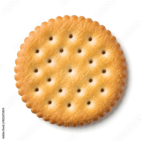 Obraz Round Cracker with Perforations on White Background