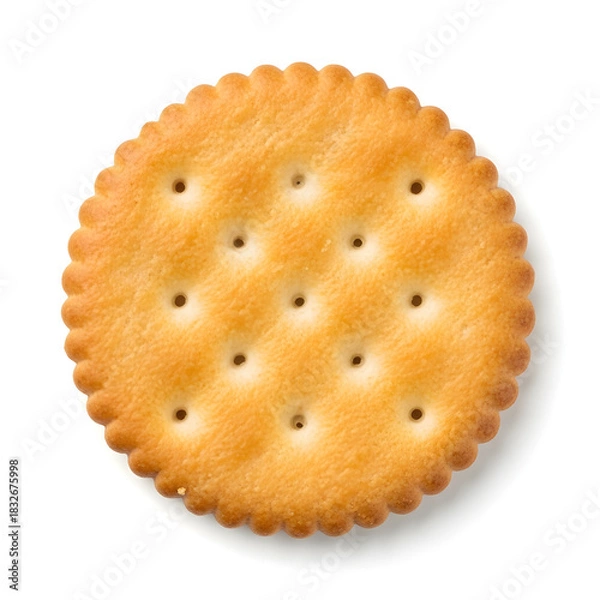 Obraz Round Cracker with Perforations on White Background