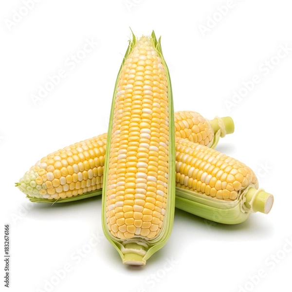 Obraz Fresh Corn on the Cob Isolated on White Background