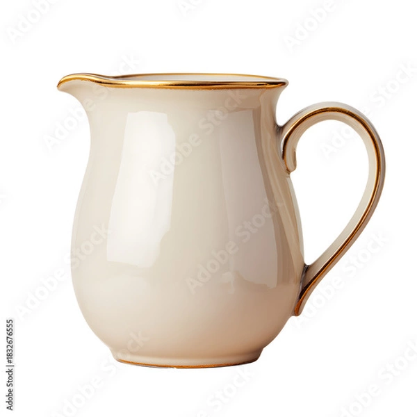 Fototapeta Elegant Cream Ceramic Pitcher with Smooth Curved Design for Classy Dining Settings