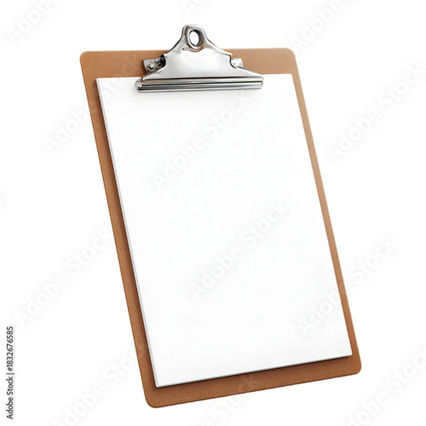 Fototapeta Professional Clipboard with Blank Page on White Background for Business Presentations and Mockups
