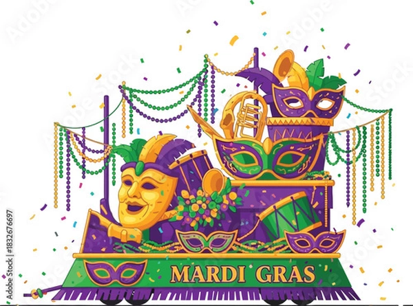 Obraz Mardi Gras Parade Float Vector Illustration