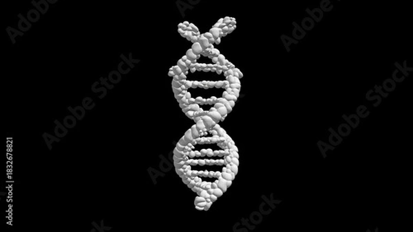 Obraz Monochrome Representation of a DNA Double Helix Structure on Black Background