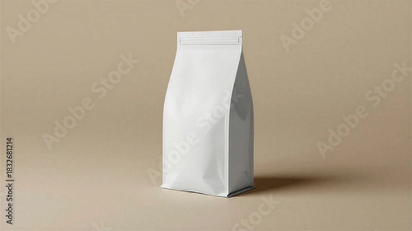 Fototapeta mockup of a long, vertical coffee bag in the centre on clean background, no label, horizontal banner, free space for text, copy space
