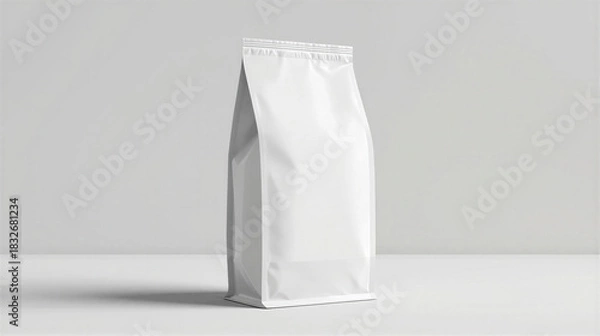 Fototapeta White coffee bag without label in mockup style on a light background