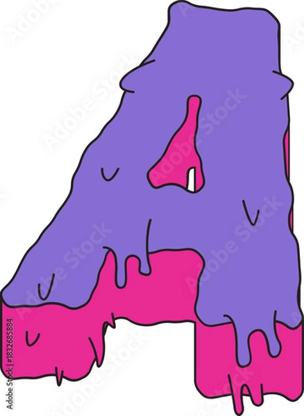 Obraz Dripping Pink and Purple Letter A Illustration