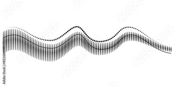 Fototapeta Black and White Abstract Wavy Line Graphic with Sound Frequency Effect