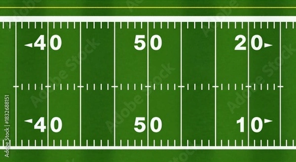 Obraz American Football Field Lines and Yardage.