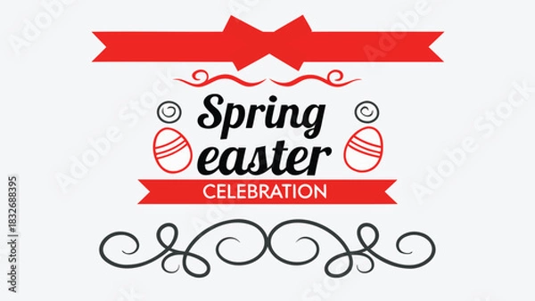 Fototapeta Festive spring easter celebration with decorative elements and stylized eggs on a white background