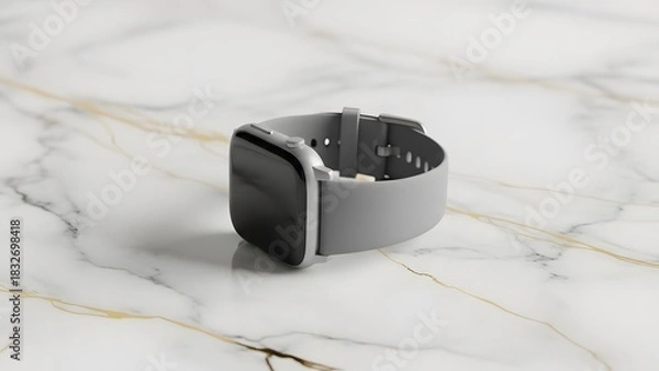 Obraz Minimal Light Gray Smartwatch on Luxurious Marble Surface