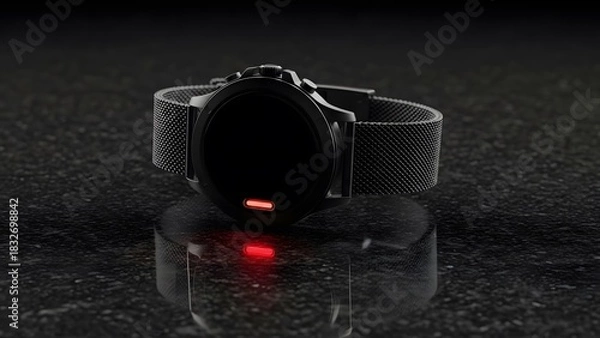 Obraz Modern Black Fitness Smartwatch with Intense Red LED Accent