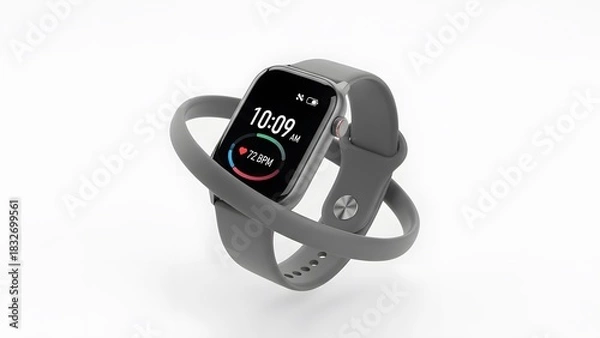 Obraz Minimal Gray Wearable Smartwatch Showing 10:09 and Health Stats