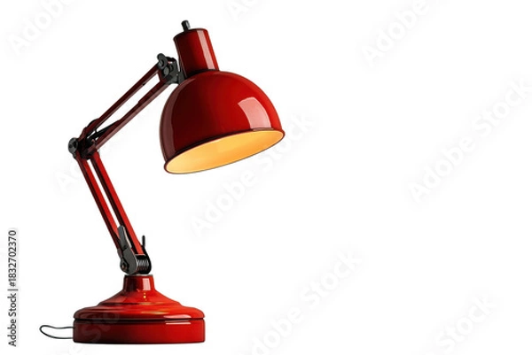 Fototapeta Modern Red Desk Lamp Illuminating Design Lighting Fixture Adjustable Arm Home Decor Architecture