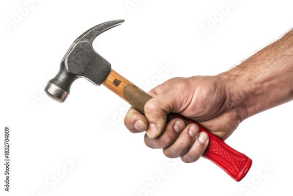 Obraz hammer in hand isolated on white background