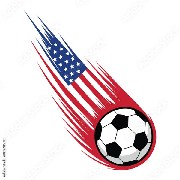 Fototapeta USA Flag Soccer Ball Illustration with Dynamic Motion Effect