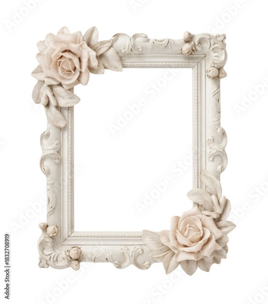 Obraz floral frame with roses on transparent background