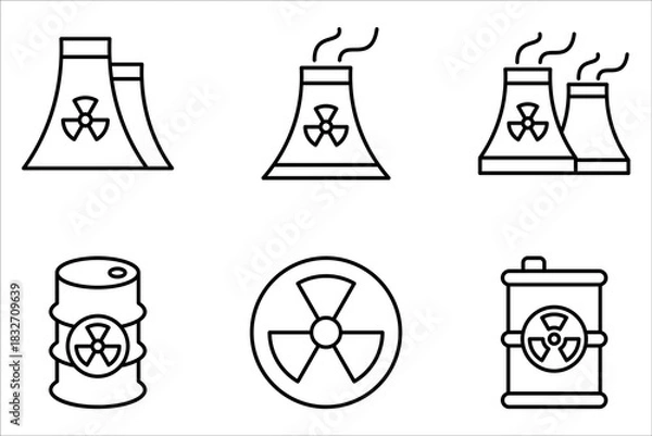 Obraz Nuclear icon set, Power Plant, Radiation icons. Radiation symbols isolated on white background.