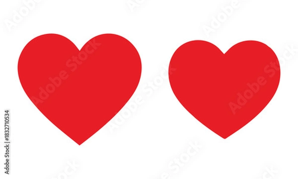 Fototapeta Red Heart Icon. Valentine red heart icon. Stylised heart shape isolated on white background. vector illustration eps file. 