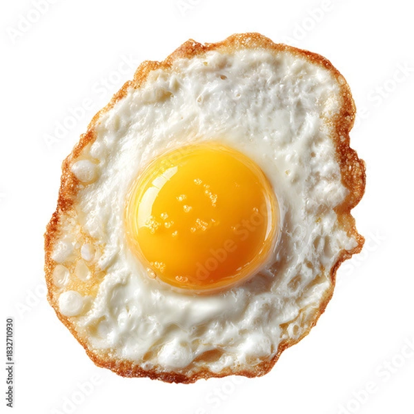 Obraz Fresh Fried Egg on White Background for Culinary Design Projects