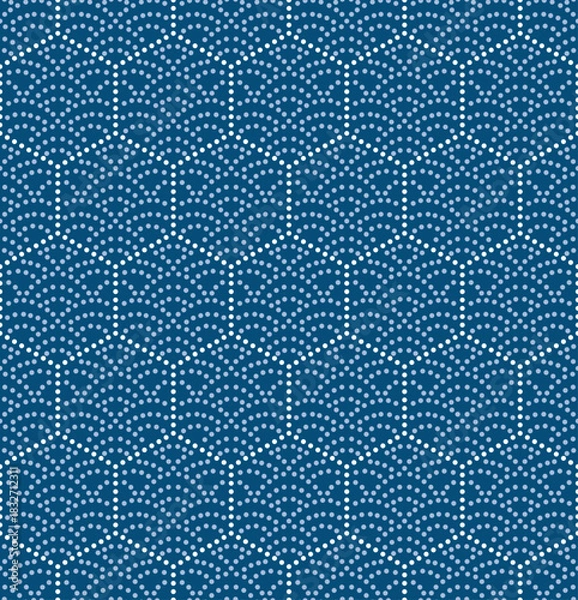 Fototapeta Japanese Hexagon Wave Dot Vector Seamless Pattern