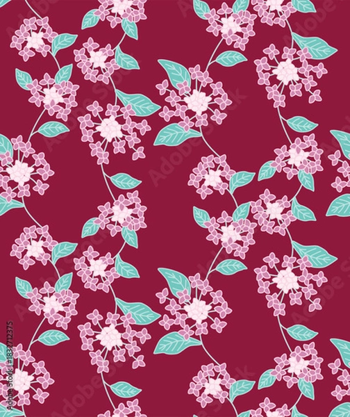 Fototapeta Japanese Bouquet Vine Vector Seamless Pattern