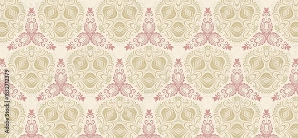 Obraz vintage pattern, seamless pattern, floral ornament, damask pattern, decorative background, pastel wallpaper, elegant design, classic wallpaper, retro textile, floral texture, ornamental motif, repeati