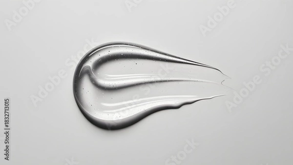 Fototapeta Clear gel smear with tiny bubbles on white transparent